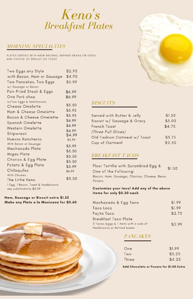 Keno Cafe Breakfast•Lunch•& More Keno Cafe Menu